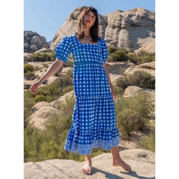 SZ Blockprints Divya Tea Length Dress Sz. L - Picture 1 of 8